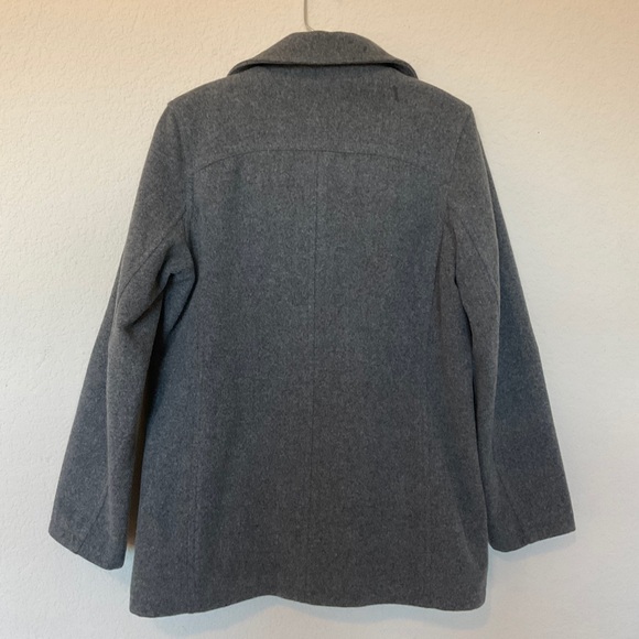 American Eagle Wool Blend Pea Coat Grey Double Breasted Pockets Collared VGUC M - Picture 9 of 14